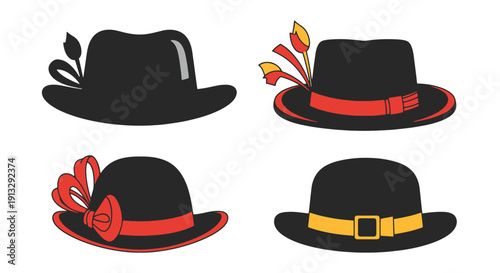 Derby Hat Line art clean fresh color illustration
