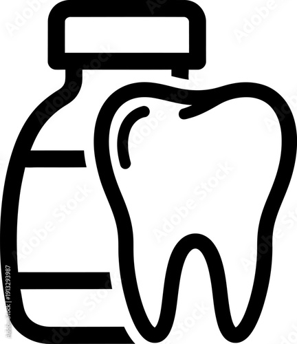 Dental care and hygiene icon with tooth and toothpaste bottle