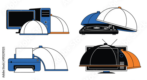 Canvastavla Dust Cover Line art modern bright color illustration