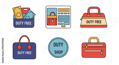 Duty Free Shop Line minimal digital color illustration