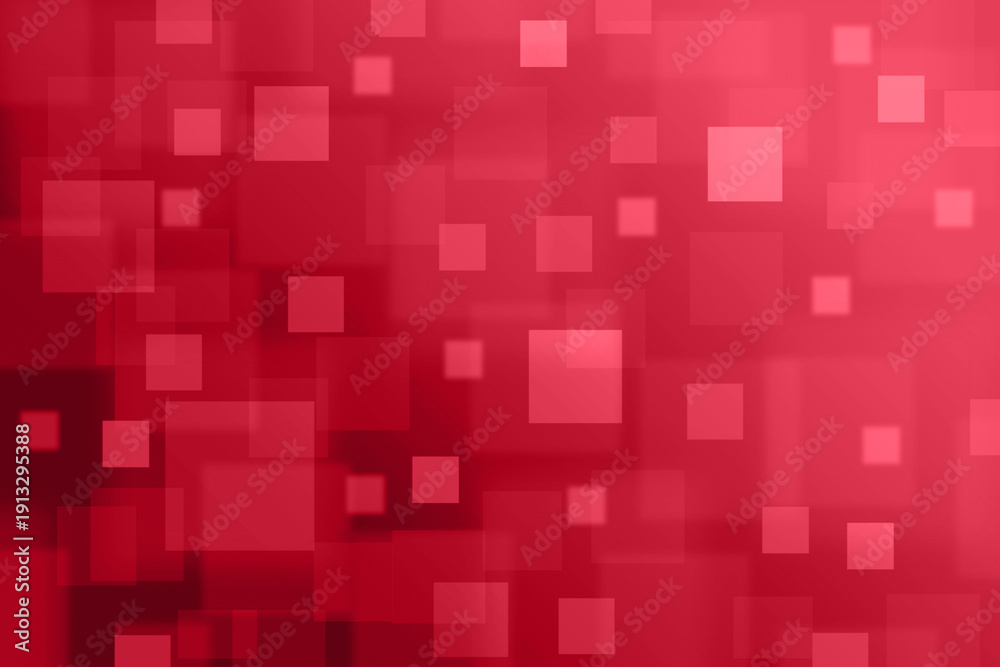 Fototapeta premium Red abstract background with soft geometric squares and modern digital bokeh design