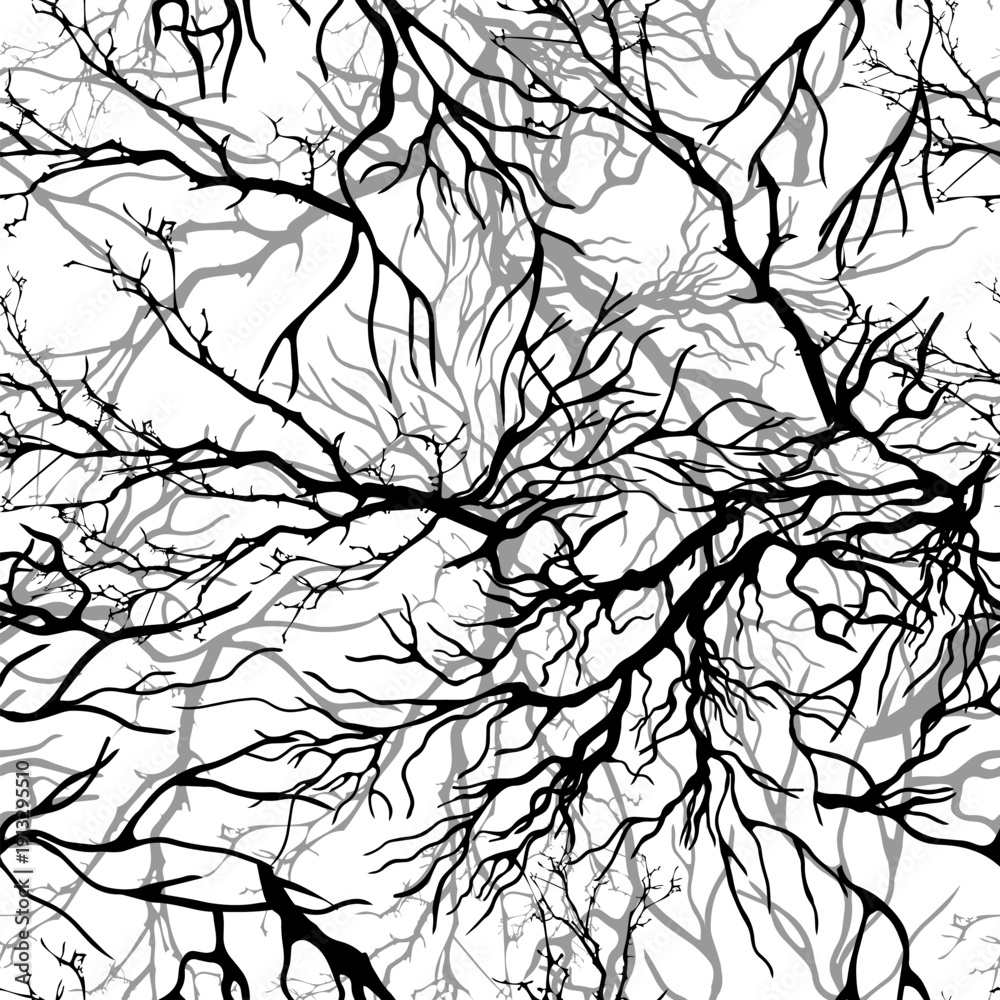 Fototapeta premium Seamless pattern tree branches. hand drawing. Not AI Vector illustration.