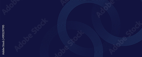 Abstract blue glowing geometric lines on dark blue background. Modern shiny blue circle lines pattern. Futuristic technology concept. Suit for cover, poster, banner eps 10.
