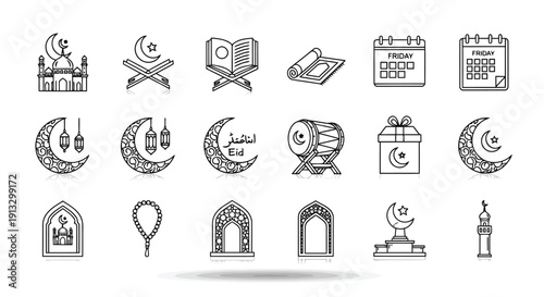 Set of black vector church icons and silhouette travel map symbols for website business service and internet media illustration