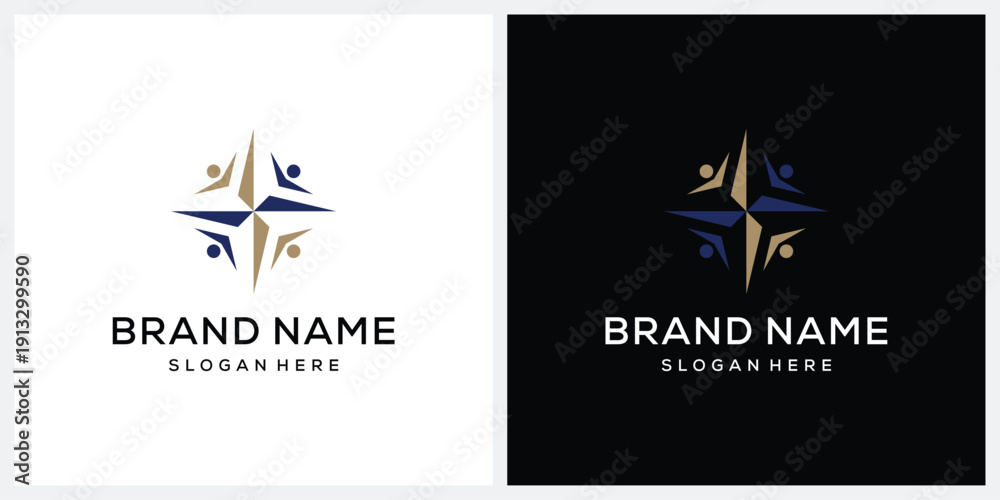 Obraz premium Compass with community logo design vector