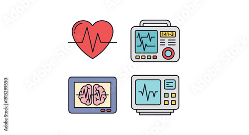 Emergency Monitor soft tone color vector