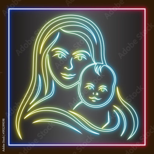 Wallpaper Mural Neon Mom and Baby Sign Torontodigital.ca