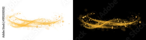 Фотография PNG image of Collection of vibrant golden glittering light trails and abstract s