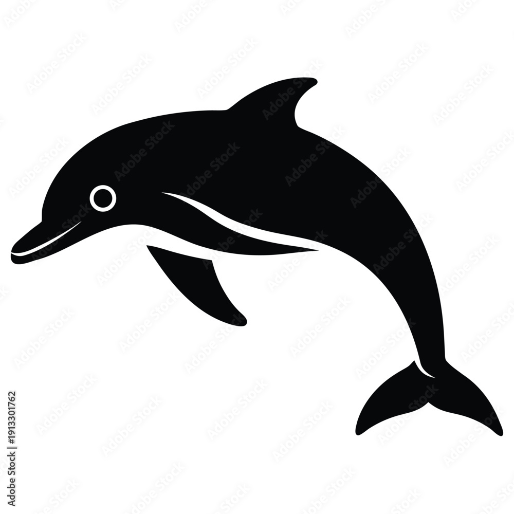 Obraz premium Dolphin icon on white background colorful illustration silhouette