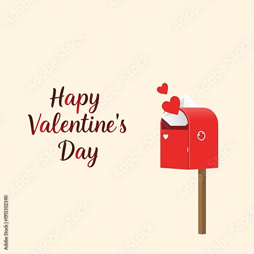 Happy Valentine’s Day Text With Red Mailbox Hearts