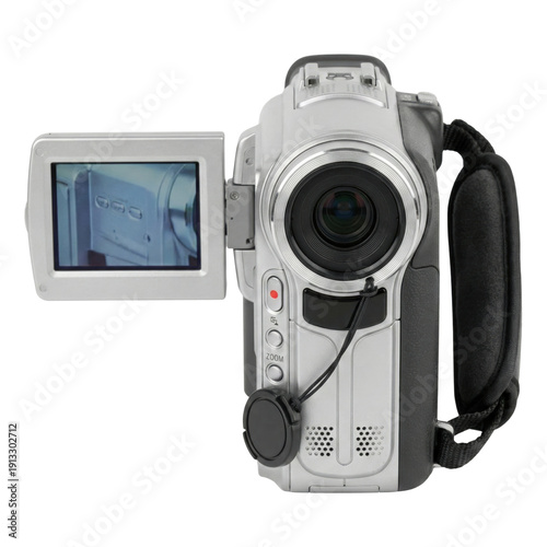 Tableau sur toile Silver digital camcorder with flip out screen isolated