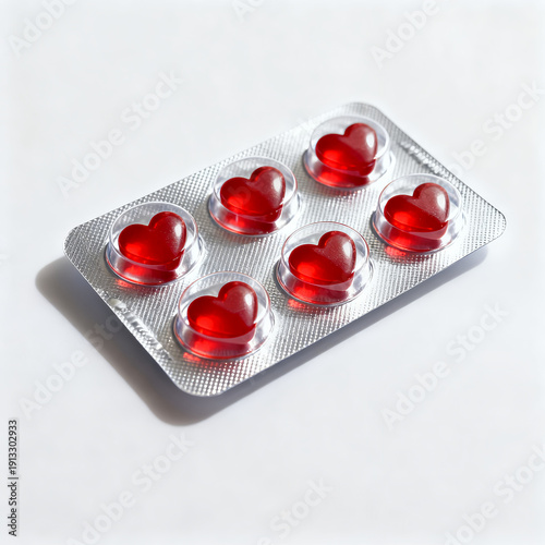 Heart-Shaped Red Capsules In Silver Blister Pack