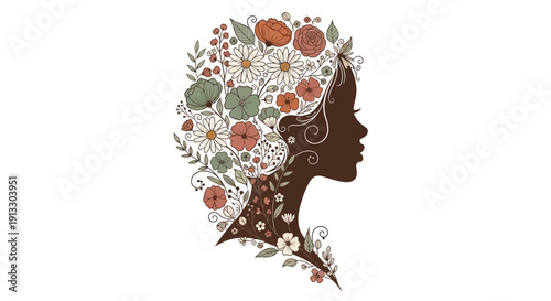 silhouette of a girl with flowers