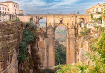 Canvas schilderij Ronda Puente Nuevo Puente Nuevo boven El Tajo Ronda  © pillerss