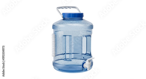 Photos Portable blue water cooler dispenser jug with handle and spigot, 5 gallon capaci
