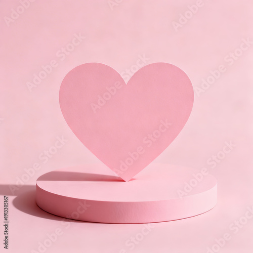 Pink Heart Shape On Round Pink Pedestal