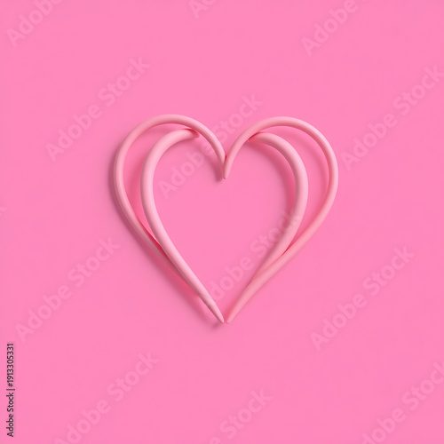 Minimalist Pink Heart Shape On Solid Background

