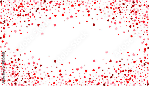 Red and pink hearts confetti on white background. Valentines Day vector illustration