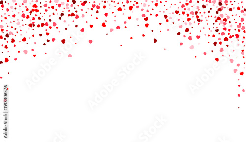 Red and pink hearts confetti on white background. Valentines Day vector illustration