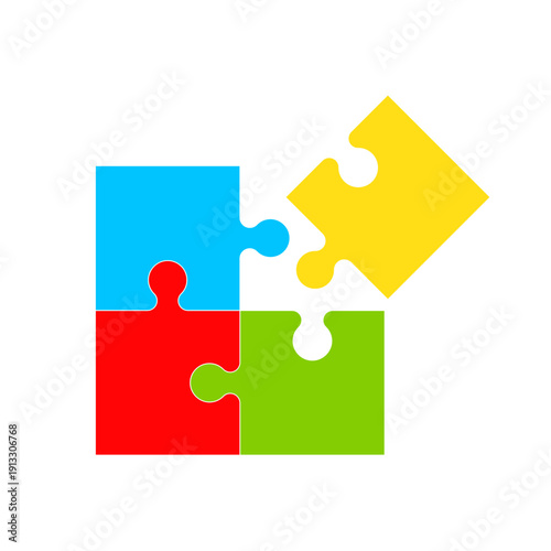Colorful puzzle pieces connection concept. Vector illustration