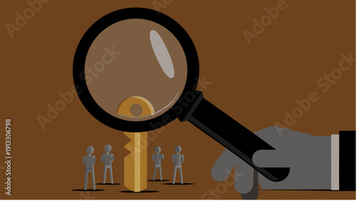 Businessman searching for unique talent in a crowd