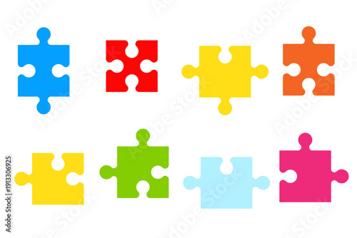 Colorful puzzle pieces collection isolated. Vector illustration