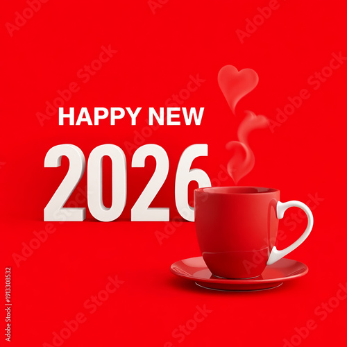 Happy New Year 2026 With Heart Steam