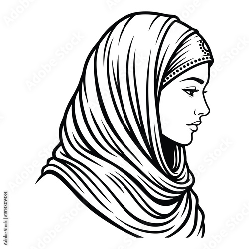 A woman wearing a hijab and a headband
