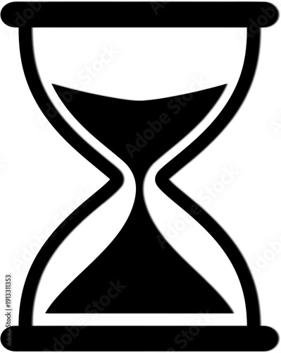 Hourglass Time Icon – Black and White Sand Timer Silhouette Illustration