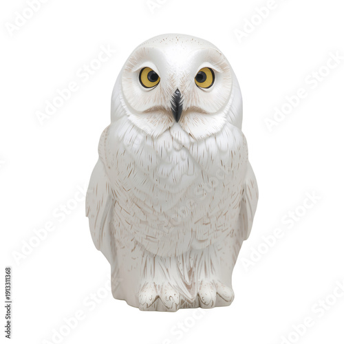 Owl Sits Quietly With Sharp Gaze Against a Plain Background During Daylight H...