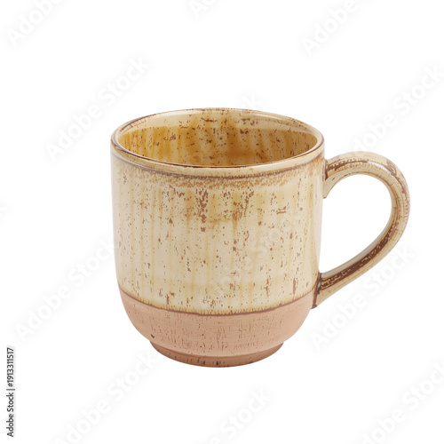 Ceramic Mug With a Pink Bottom and Speckled Top on a White Background