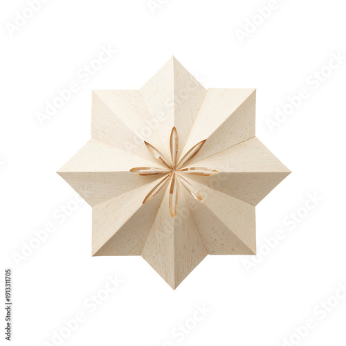 Wooden Star Design Carved With Precision and Skill Showing Eight Points and S...