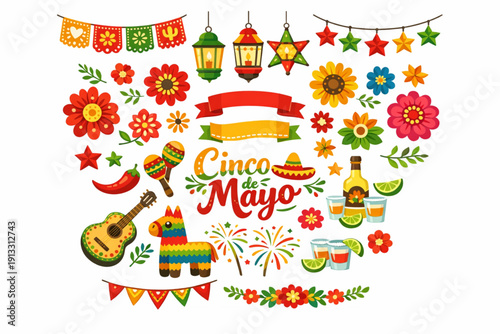 Cinco de Mayo Holiday Ornament Icon Collection