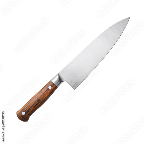 High Quality Kitchen Knife With a Wooden Handle Ready for Cooking Tasks