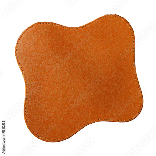 Leather Piece in Orange Color on a Plain Background Used for Crafting and Des...