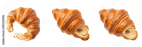 Quadro su tela Set and collection of fresh golden brown buttery croissants and flaky French pas
