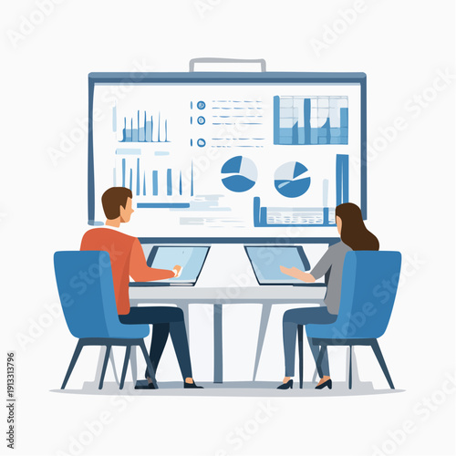 Modern Corporate Strategy Meeting Vector Illustration with Faceless Business Team