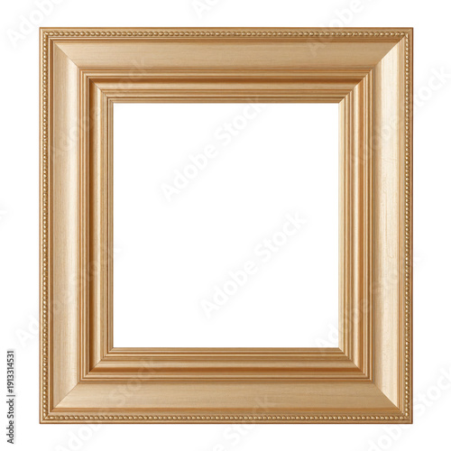 Empty Gold Picture Frame Placed on a White Background for Display Purposes an...