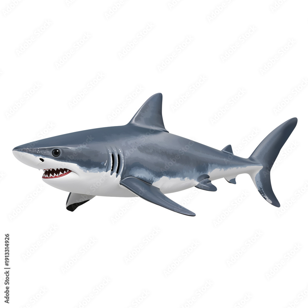 Fototapeta premium Model Shark Swimming in Clear Water During Daytime at an Aquarium Display
