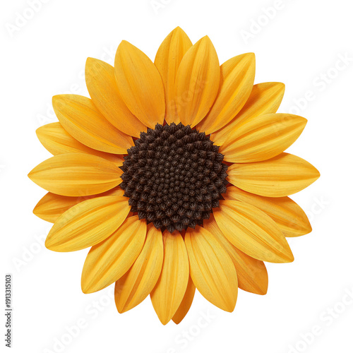 Bright Sunflower With Petals Arranged in a Circular Pattern Sitting Against a...