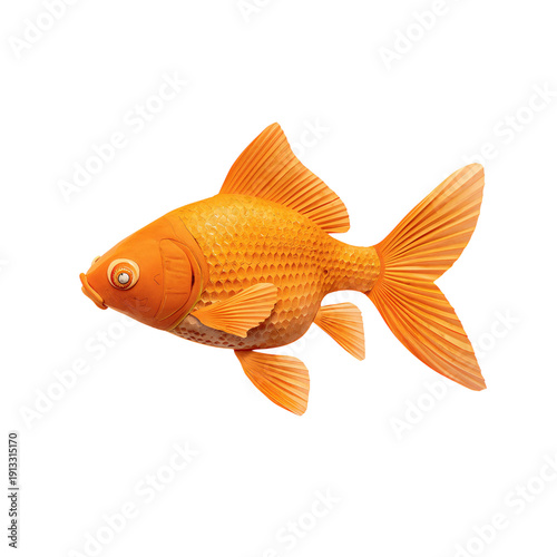 Goldfish Swims Freely in Clear Water in an Aquarium During Bright Day Hours