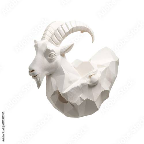 White Geometric Goat Head Decor Displayed in a Modern Home Setting