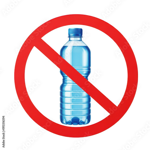No plastic water bottle symbol isolated on transparent background