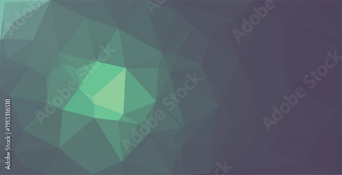 Geometric illustration of a polygonal shape with various shades of green on a dark background, viewed from a straight-on perspective, file reference n6.eps