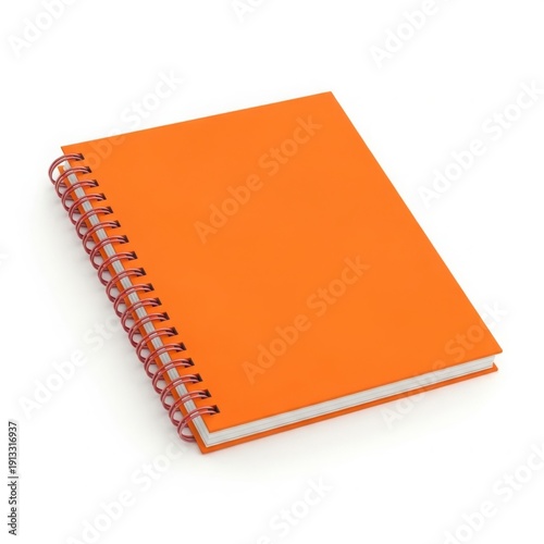 Bright orange spiral-bound notebook resting on a plain background