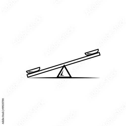 Simple seesaw vector illustration with balance and symmetry design. Playgrounds, entertainment for children, playtime  