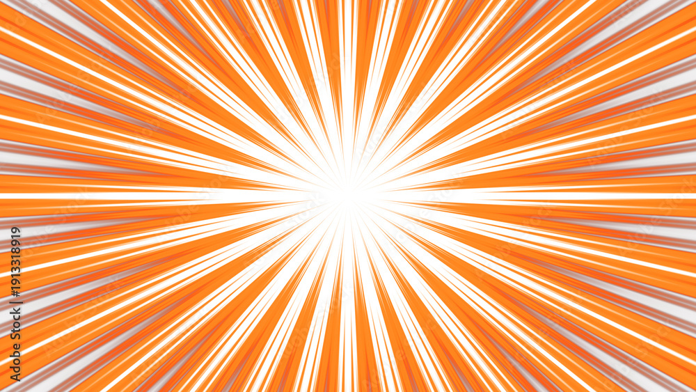 Fototapeta premium Orange and Silver Comic Style Sunburst Radial Motion Background