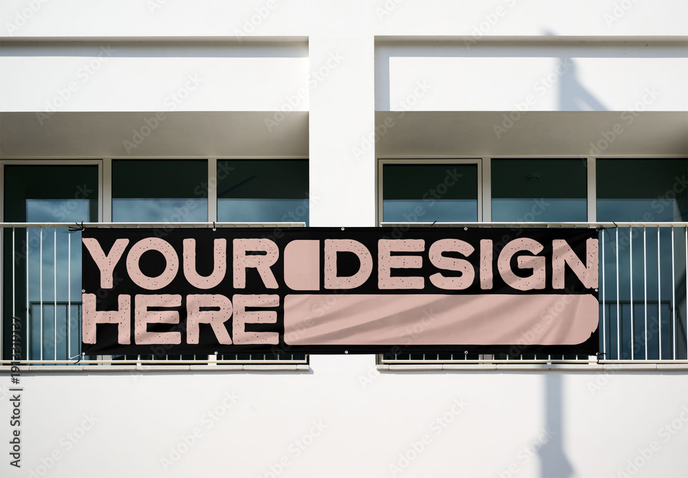 Real photo of Mockup of Daytime Balcony Banner. PSD mockup for your ...