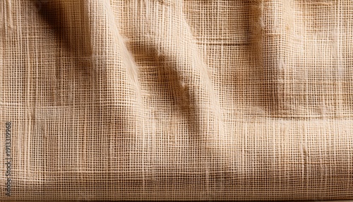 Close Up Of Beige Linen Yarn Texture