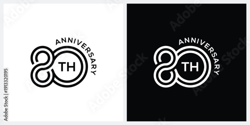eighty years anniversary logo design vector template